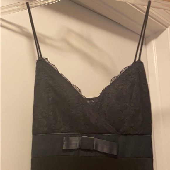 Black Pleated Party Dress with bow - Picture 2 of 4